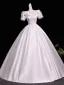 Vintage / Retro Ivory Pearl Appliques Prom Dresses 2026 Ball Gown Scoop Neck Short Sleeve Backless Floor-Length / Long Formal Dresses