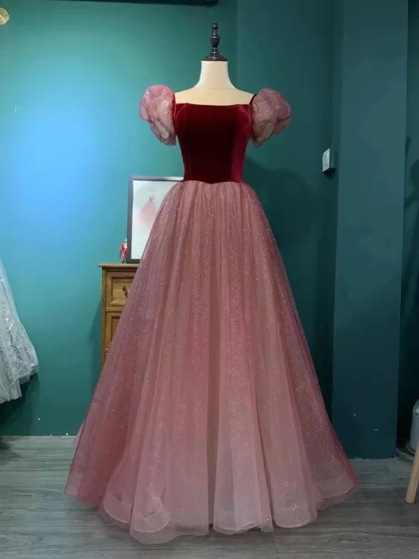 Glitzernden Schwarz Prinzessin Ballkleider 2021 Eckiger Ausschnitt Pailletten Ärmel Rückenfreies Lange Ball Festliche Kleider