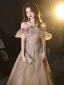 Charmant Dunkel Rosa Perlenstickerei Pailletten Ballkleider 2023 A Linie Off Shoulder Kurze Ärmel Rückenfreies Lange Ball Festliche Kleider