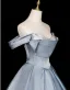 Elegant Sky Blue Lace Flower Prom Dresses 2026 Ball Gown Off-The-Shoulder Short Sleeve Backless Floor-Length / Long Formal Dresses