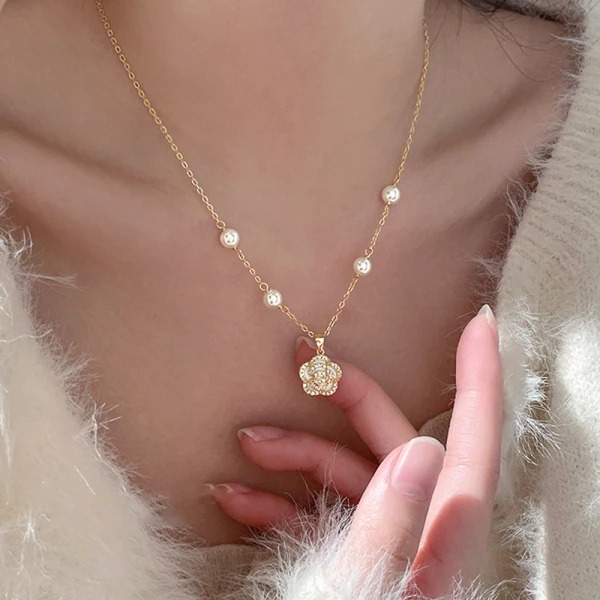 Mode Argenté Faux Diamant Fleur Perle Soirée Argent sterling Colliers Accessorize 2023