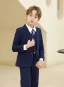 Bleu Marine Manches Longues 5 pièces Mariage Costume Garçon Mariage 2024 Manteau Pantalon Chemise Cravate Gilet