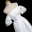 Vintage Schlicht Weiß Satin Asymmetrisch Ballkleider 2023 Off Shoulder Kurze Ärmel Rückenfreies Ball Festliche Kleider