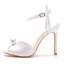 Elegant White Pearl Wedding Shoes 2023 Ankle Strap 10 cm Stiletto Heels Open / Peep Toe Wedding Sandals High Heels