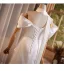 Élégant Ivoire Satin Robe De Bal 2026 Trompette / Sirène De l'épaule Manches Courtes Dos Nu Train De Balayage Robe De Ceremonie