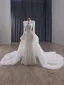 Luxury / Gorgeous White Handmade  Beading Sequins Lace Flower Wedding Dresses 2025 Trumpet / Mermaid High Neck Long Sleeve Backless Royal Train Wedding