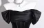 Vintage / Retro Black Evening Dresses 2026 Trumpet / Mermaid Off-The-Shoulder Short Sleeve Backless Floor-Length / Long Formal Dresses