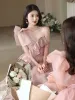 Modest / Simple Blushing Pink Prom Dresses 2023 A-Line / Princess One-Shoulder Sleeveless Backless Floor-Length / Long Prom Formal Dresses