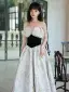 Charming Grey Floral Evening Dresses 2022 A-Line / Princess Off-The-Shoulder Sleeveless Backless Floor-Length / Long Evening Party Formal Dresses