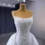 Haut de Gamme Scintillantes Blanche Glitter Perlage Paillettes Robe De Mariée 2023 Trompette / Sirène Bretelles Spaghetti Sans Manches Dos Nu Tribunal Train Mariage