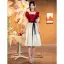 Chic / Belle Bordeaux Robe De Soirée 2022 Princesse Encolure Carrée Manches Courtes Dos Nu Noeud Ceinture Perle Thé Longueur Robe De Ceremonie