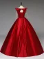 Vintage / Retro Red Rhinestone Prom Dresses 2025 Ball Gown Scoop Neck 1/2 Sleeves Backless Floor-Length / Long Formal Dresses