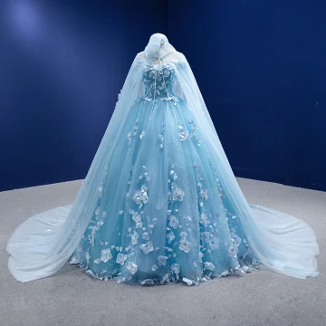 Elegant Pool Blue Pearl Appliques Prom Dresses 2022 Ball Gown Off The Shoulder Long Sleeve Backless Floor Length Long Formal Dresses