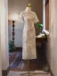 Chinese style Beige Printing Tea-length Cheongsam 2025 Trumpet / Mermaid High Neck Short Sleeve Evening Party Cheongsam / Qipao