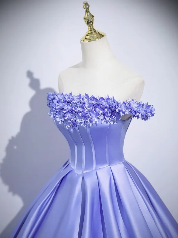 Élégant Lavande Appliques Robe De Bal 2025 Robe Boule De l'épaule Manches Courtes Dos Nu Longue Robe De Ceremonie