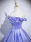 Élégant Lavande Appliques Robe De Bal 2025 Robe Boule De l'épaule Manches Courtes Dos Nu Longue Robe De Ceremonie