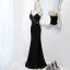 Sexy Blanche Perle Faux Diamant Fendue devant Robe De Soirée 2023 Trompette / Sirène Bretelles Spaghetti Sans Manches Dos Nu Longue Soirée Robe De Ceremonie