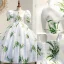 Vintage / Originale Ivoire Satin Anniversaire Paillettes Impression Robe Ceremonie Fille 2022 Robe Boule Encolure Dégagée Gonflée Manches Courtes Dos Nu Longue Robe Ceremonie Fille