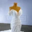 High End Weiß Perlenstickerei Perle Pailletten Satin Brautkleider / Hochzeitskleider 2023 Meerjungfrau Off Shoulder Kurze Ärmel Rückenfreies Kapelle-Schleppe Hochzeit