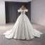 High-end Elegant White Lace Satin Wedding Dresses 2024 Ball Gown Off-The-Shoulder Sleeveless Court Train Prom