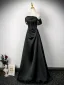 Elegant Black Prom Dresses 2025 A-Line / Princess Off-The-Shoulder Sleeveless Backless Floor-Length / Long Prom Formal Dresses