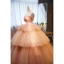 Charmant Rosa Fallende Rüsche Ballkleider 2023 Ballkleid Bandeau Ärmellos Rückenfreies Sweep / Pinsel Zug Ball Festliche Kleider