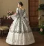 Vintage / Retro Medieval Gothic White Bow Lace Flower Prom Dresses 2024 Ball Gown Square Neckline Bell sleeves Floor-Length / Long Prom Formal Dresses