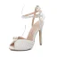 Sexy White Pearl Rhinestone Wedding Shoes 2023 Ankle Strap 11 cm Stiletto Heels Open / Peep Toe Wedding Sandals High Heels