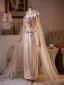 Luxury / Gorgeous Champagne Sequins Rhinestone Corset Evening Dresses 2026 Trumpet / Mermaid Strapless Sleeveless Backless With Cloak Floor-Length / Long Evening Party Formal Dresses