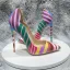 Unusual Multi-Colors Stripe Prom Pumps 2023 Patent Leather 12 cm Stiletto Heels Pointed Toe Pumps High Heels