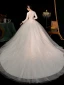 Muslim Elegant Ivory Beading Pearl Sequins Winter Wedding Dresses 2023 Ball Gown High Neck Long Sleeve Royal Train Wedding