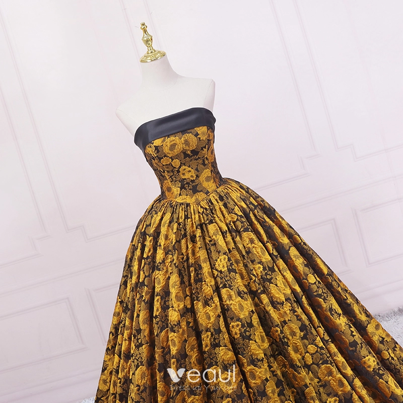 black and gold strapless prom dress LaDivine J844 Prom Dress - Black/Gold