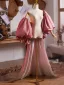 Fashion Candy Pink Gradient-Color Glitter Evening Party shawl 2025 Puffy Short Sleeve