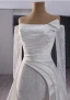 High End Weiß Handgefertigt Perlenstickerei Pailletten Brautkleider / Hochzeitskleider 2024 Meerjungfrau Off Shoulder Lange Ärmel Rückenfreies Kapelle-Schleppe Hochzeit