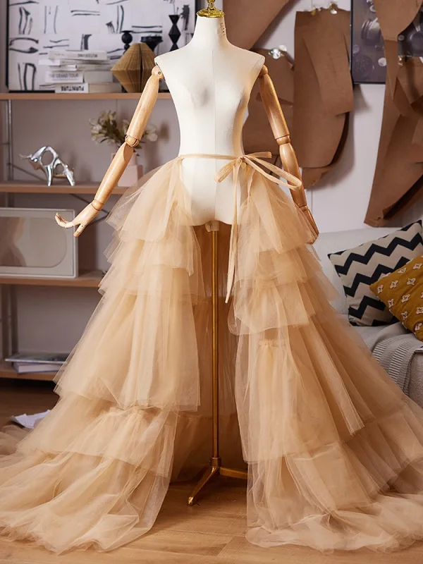 Fashion Champagne Cascading Ruffles Handmade Prom shawl 2025