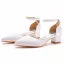 Schlicht Ivory / Creme Freizeit Satin Sandalen Damen 2023 Knöchelriemen 4 cm Thick Heels Low Heel Spitzschuh Sandaletten