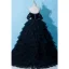 Audrey Hepburn-Stil Schwarz Fallende Rüsche Abendkleider 2023 Ballkleid Bandeau Ärmellos Rückenfreies Sweep / Pinsel Zug Abend Festliche Kleider