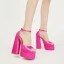 Amazing / Unique Blushing Pink Satin Cocktail Party Summer Womens Sandals 2022 Ankle Strap 14 cm Thick Heels Open / Peep Toe Sandals High Heels