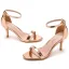 Sexy Gold Abend Sandalen Damen 2023 Knöchelriemen 7 cm Stilettos Peeptoes Sandaletten Hochhackige