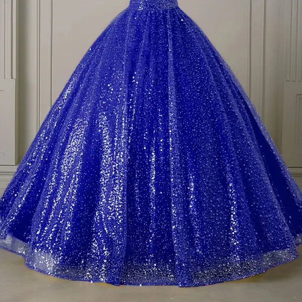 Vintage / Retro Dark Green Beading Pearl Sequins Prom Dresses 2025 Ball Gown Square Neckline Long Sleeve Backless Floor-Length / Long Formal Dresses