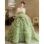Charming White Tassel Pearl Cascading Ruffles Wedding Dresses 2024 A-Line / Princess Strapless Sleeveless Backless Court Train Wedding
