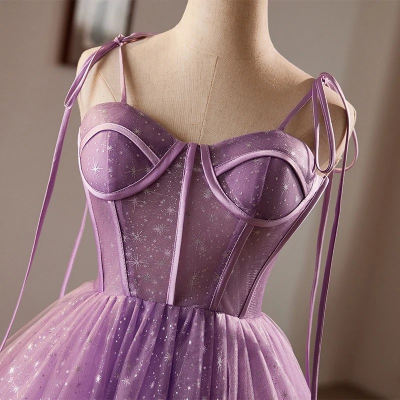 Chic Beautiful Lilac Glitter Sequins Short Corset Homecoming Graduation  Dresses 2024 A Line Princess Spaghetti Straps Sleeveless Backless Formal  Dresses