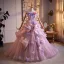 Blumenfee High End Rosa Spitze Schmetterling Applikationen Pailletten Ballkleider 2026 Ballkleid Eckiger Ausschnitt Ärmellos Rückenfreies Lange Festliche Kleider