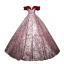 Fashion Burgundy Printing Prom Dresses 2023 Ball Gown Off-The-Shoulder Sleeveless Backless Floor-Length / Long Prom Formal Dresses