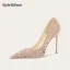 Sparkly Champagne Sequins Wedding Shoes 2025 10 cm Stiletto Heels Pointed Toe Wedding Pumps High Heels