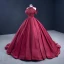 Luxury / Gorgeous Burgundy Quinceañera Handmade  Prom Dresses 2021 Halter Sleeveless Solid Color Satin Ball Gown Red Carpet Beading Formal Dresses Court Train