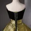 Vintage / Retro Black Gold Ball Gown Prom Dresses 2024 Strapless Sleeveless Backless Floor-Length / Long Prom Formal Dresses