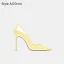 Schöne Gelb OL Büro Lackleder Pumps Hochhackige 2026 10 cm Stilettos Spitzschuh Pumps