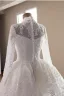 Luxury / Gorgeous White Handmade  Beading Pearl Lace Flower Sequins Wedding Dresses 2026 Ball Gown High Neck Long Sleeve Chapel Train