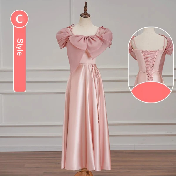 Simple Rose Bonbon Robe Demoiselle D'honneur 2023 Princesse Manches Courtes Dos Nu Longue Robe Demoiselle D'honneur